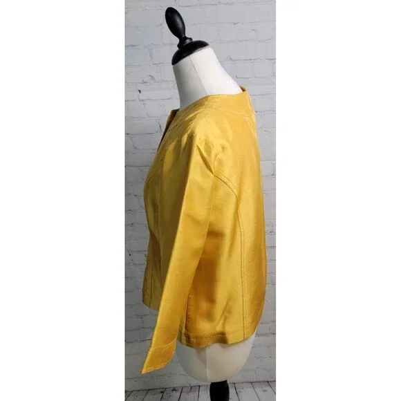 Coldwater Creek Women's Petite 3/4 Sleeve Button Jacket Sz P10 Yellow Old Money - Picture 2 of 7